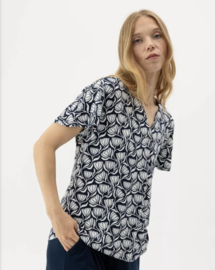 Holebrook Ellen V-neck Top - Navy (pattern)