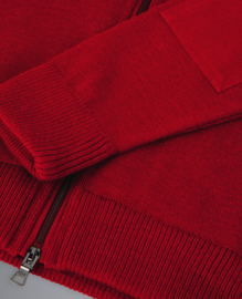 Paul & Shark Wool Full Zip Sweater with Iconic Badge - Dark Red
