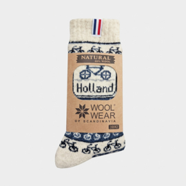 Woolwear Noorse sokken Fietsen Nederlandse vlag - Ecru