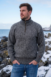 Norwool Noorse Trui  - 100% pure nieuwe scheerwol - donkergrijs/zwart (uniseks)