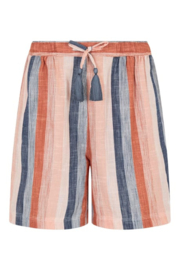 Weird Fish Thia Organic Cotton Stripe Shorts - Pink