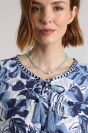 Weird Fish Sofia Organic Cotton Printed Double Cloth Blouse - Estate Blue