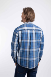Weird Fish Lando Long Sleeve Check Shirt - Bright Navy