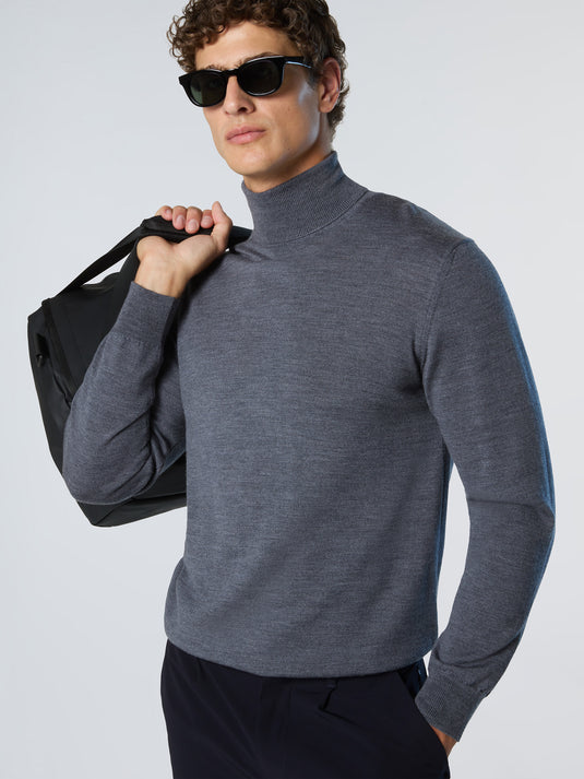 North Sails Turtle Neck 12gg Knitwear - Medium Grey Melange