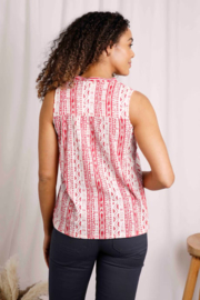 Weird Fish Atika Organic Cotton Cheesecloth Vest - Rouge