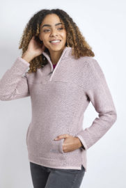 Weird Fish ARIA 1/4 zip Classic Macaroni - Powder Pink