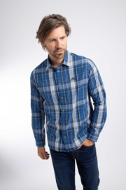 Weird Fish Lando Long Sleeve Check Shirt - Bright Navy