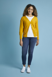 Weird Fish Curran Lightweight Slub Cardigan - English Mustard