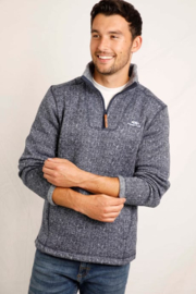 Weird Fish Robins 1/4 Zip Herringbone Soft Knit - Navy