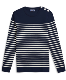 Saint James Sweater Round Neck Maree II R Wool - Navy/Ecume