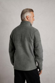 Weird Fish Longmont Eco 1/4 Zip Stripe Grid Fleece - Fir Green