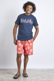 Weird Fish Marina Eco Printed Board Shorts - Hot Coral