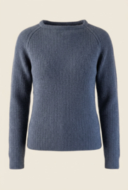 Emerald JURMO wollen trui met ronde hals uit zuivere wol - Medium Indigo