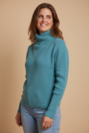 Emerald DEGERÖ Roll Neck Wool Sweater - Water
