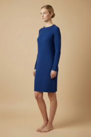 Emerald JURMO 100% wollen jurk met ronde hals - blue