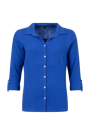 Weird Fish Suria Double Cloth Shirt - Mazarine Blue