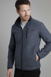 Weird Fish Rossten Eco Full Zip Grid Fleece - Navy