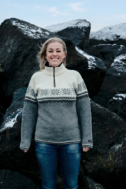 Norwool Noorse Trui  - 100% pure nieuwe wol - wit/grijs (Dames)