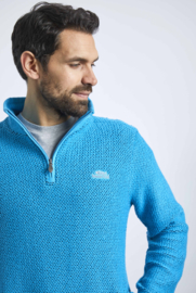 Weird Fish STERN 1/4 zip Classic Macaroni - Pacific Blue