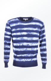 Piece of Blue Round-Neck Pullover - Striped Indigo Blue