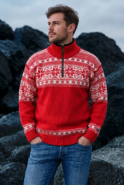Norwool Noorse Trui  - 100% pure nieuwe wol - rood (uniseks)