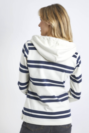 Weird Fish Merida Organic Striped Rugby Hoody - Light Cream SS22