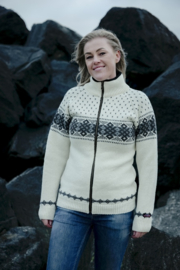 Norwool Noors Vest met Rits  - 100% pure nieuwe wol - Off White  (womens-fit)