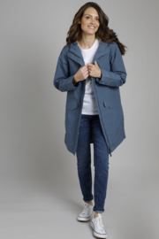 Weird Fish Sanne Organic Waterproof Longline Jacket - Blue Mirage