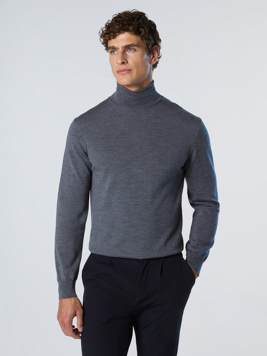 North Sails Turtle Neck 12gg Knitwear - Medium Grey Melange