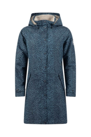 Weird Fish Sena Recycled Printed Waterproof Coat - Mid Blue