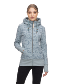 Ragwear Neska Flowery Zip Sweatvest - Stone Blue