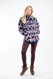 Weird Fish Pikard Printed Plush Qtr Zip Fleece - Navy