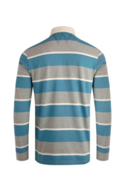 Weird Fish Laxton Organic Long Sleeve Stripe Rugby Shirt - Bluebird