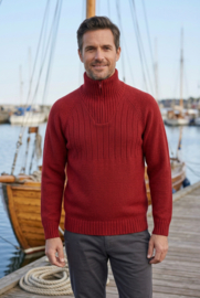 Emerald ALAND 100% wollen Schipperstrui 1/4 rits - Bordeaux Rood