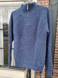 Emerald Turku heavy knit 1/4 zip sweater - Indigo Marl