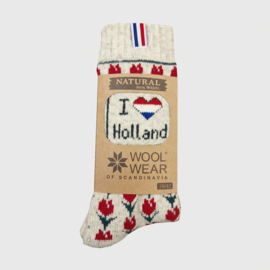 Woolwear Noorse sokken Tulpen Nederlandse vlag - Ecru