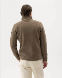 Holebrook Måns Zip WP Gebreide Windstopper trui van wolmix - Walnut