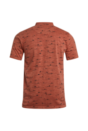 Weird Fish Marmont Organic Garment Dyed Printed Polo - Baked Clay