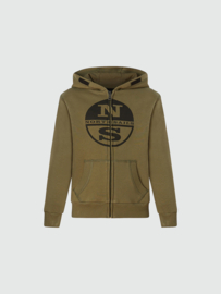 North Sails Hoodie Full Zip Sweatshirt w/Graphic - Ivy Green AW22