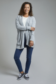 Weird Fish CARRAN Longline Marled Cardigan - Pearl GreyMarl SS23