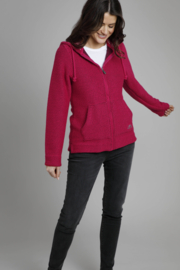 Weird Fish Weylin Eco Full Zip Hooded Macaroni - berry