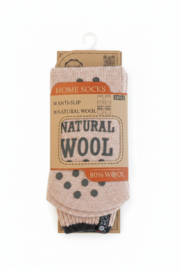 Woolwear sokken 43A eskimo huissokken 80% met antislipzool - Rose/Ecru