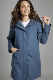 Weird Fish Sanne Organic Waterproof Longline Jacket - Blue Mirage