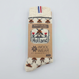 Woolwear Noorse sokken Windmolen Nederlandse vlag - Ecru