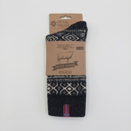 Noorse Wollen Sokken (80% wool) Norwegian flag - Antraciet
