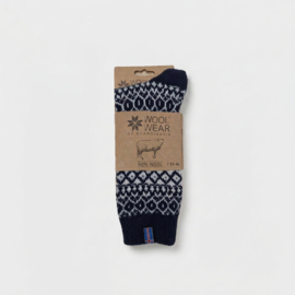 Noorse Wollen Sokken (60% worsted wool) Flag of Iceland - Navy/Ecru