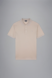 Paul & Shark Cotton Piqué Poloshirt with Shark Badge - sand