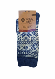 Noorse Wollen Sokken (60% worsted wool) - Light Blue/Ecru