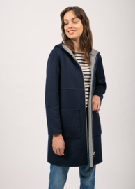 Saint James Ste Alice Hooded Reversible Coat with zipper - Navy/Gris  AW22