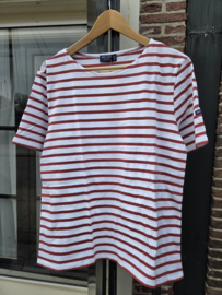 Saint James Levant Modern gestreept matrozenshirt - Neige/Terracotta
